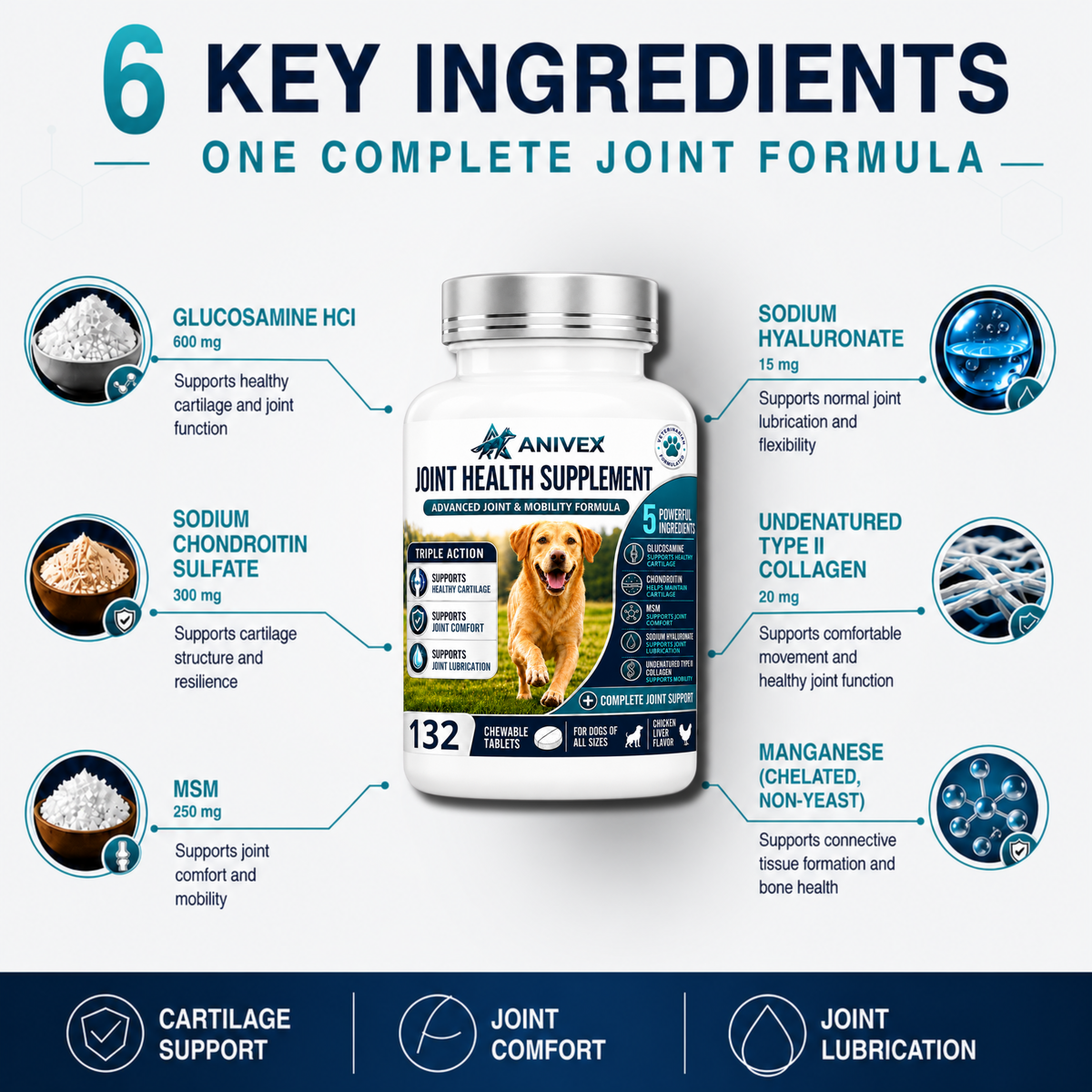 Advanced Joint & Mobility Supplement for Dogs — 132 Chewable Tablets