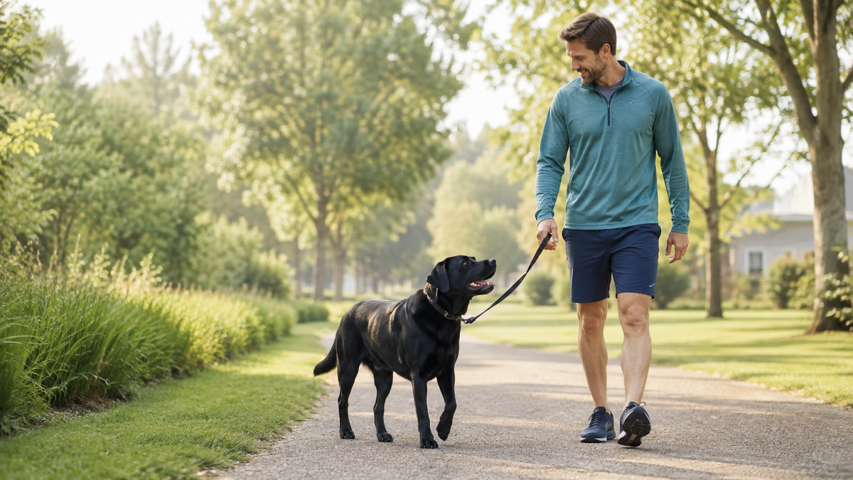 Dog enjoying an active day outdoors with its owner